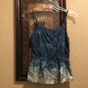 Arizona Jean Co camisole top. Paisley print. Blue/tan/brown. Worn once or twice.